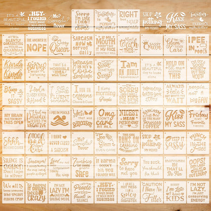 Marspark 66 Pcs Small Stencils for Crafts Reusable 3 Inch Stencils for Painting on Wood DIY Craft Paint Template for Wall Home Decor Card Rock Canvas Drawing Holiday (Sarcastic)