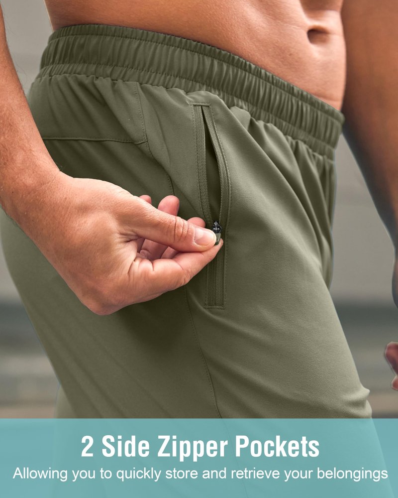 G Gradual Men's Athletic Running Shorts with Zipper Pockets Quick Dry 7"/ 5"/ 9" Workout Gym Shorts for Basketball Hiking(Sage Green,7XL)