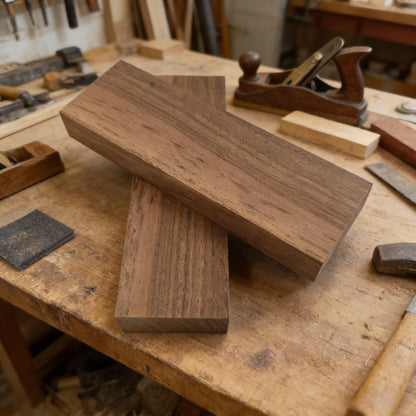 2PCS Unfinished Walnut Wood Blocks for DIY Crafting,Scroll Saw, Woodworking, Wood Carving,Burning,Laser Cutting,Engraving, CNC Cutting, Painting, Fretwork (3.93 x 1.96 x 0.78)