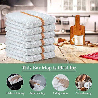 Bar Mop Gold Stripe 6 lbs 16x19 Pack of 36 100% Cotton Double Stitched Route