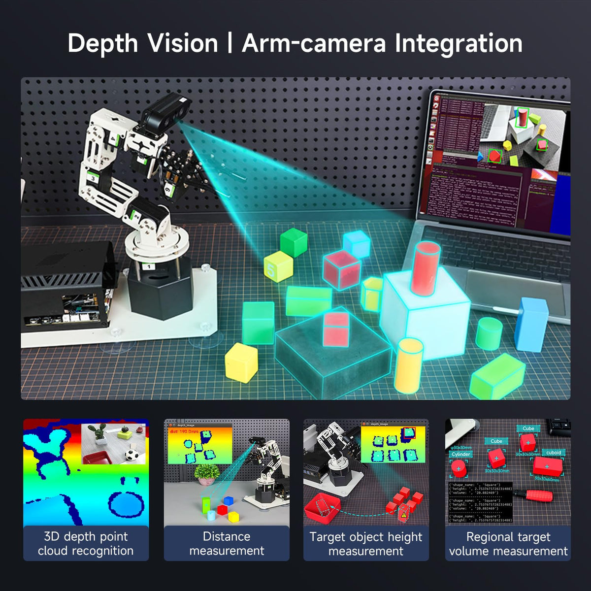 Yahboom 6DOF Programming Robotic Arm Kit 3D Adaptive Gripping, Embodied Intelligence Large AI Model for Mechanical Engineers Python (Standard-Nano 4GB)