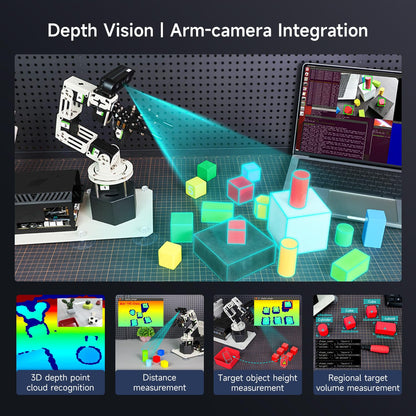 Yahboom 6DOF Program Robotic Arm Kit 3D Adaptive Gripping, Supports Large AI Model for Mechanical Engineers Python (Standard-Without Nano 4GB)