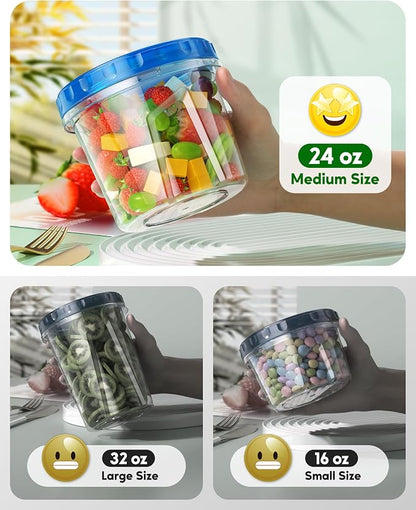 Canfanni 8 Pack-24 OZ Freezer Storage Containers, Plastic Soup Container with Lids, BPA Free Food Storage Containers with Twist Top Lids, Reusable, Microwave and Dishwasher Safe