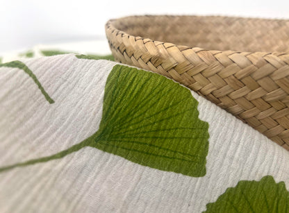 Linen Rayon Blend Fabric by The Linen Lab – Lightweight, Soft, 42"~43" Wide, Pre-Washed Material for Sewing, Clothing, Crafts & DIY (1 Yard pre Cut, Green Ginkgo with Subtle Wrinkle Effect)
