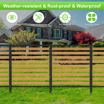 Air Conditioner Fence 1 Panel, Privacy Fence Screen 54.5" H × 39.4" W No-Dig Metal Wood Outdoor Pool Equipment Enclosure with Metal Stake, AC Unit Cover, Trash Bin Hider for Garden & Backyard