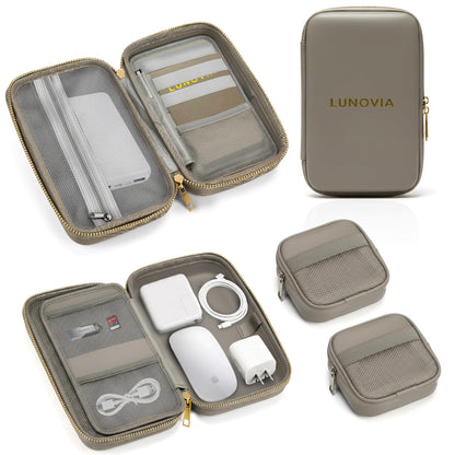 Lunovia Hard Shell Tech Organizer – Protective Travel Case for Cables, Chargers & Accessories | Mid-Size Electronics Organizer with Removable Pouches
