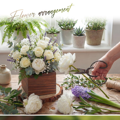 Leinuosen 16 Pcs Wedding Centerpieces Decor Set 8 x 4-inch Rustic Wood Cube Planter Box with 8 x Natural Wood Slices Tabletop Floral Arrangements for Baby Shower Home Garden Decorations(Brown)