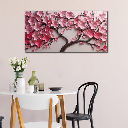 CPKATMT Flower Canvas Wall Art for Living Room Tree Pictures Wall Decor for Bedroom Pink Wall Art for Office Women Size 20 x 40 Inch