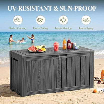 Vixzen 85 Gallon Package Delivery Boxes for Outside Secure Large Parcel Drop Storage Deck Box Outdoor Waterproof UV Resistant Resin Lockable MailBox for Porch Patio(Black)
