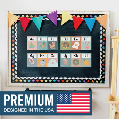 Hadley Designs Alphabet for Classroom Wall Decor - ABC Posters for Classroom Wall Chart Preschool & Kindergarten, ABC Letters & Number Line Elementary, Alphabet Cards, Boho Classroom Decor