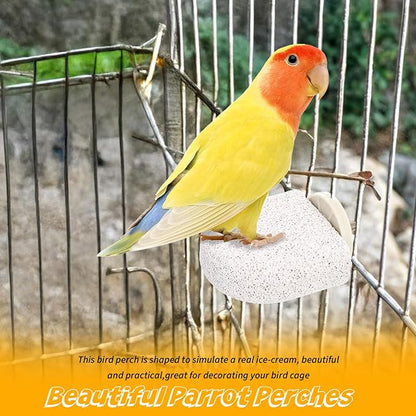 8 PCS Bird Perch Stands, Calcium Perch Beak Grinding Stone Foot Claws Trimmer Platform Chewing Toys for Small Medium Parrot Cockatiel Conure Lovebird Finch, 2.56x2.76 Inch