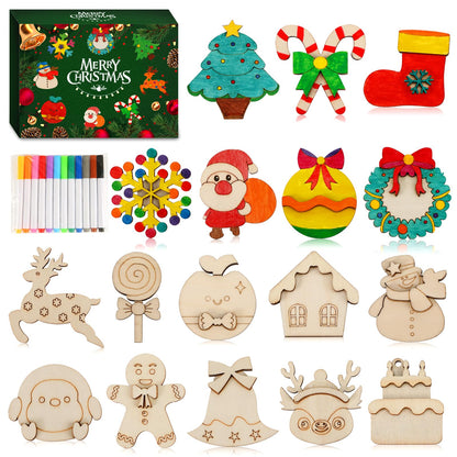 Worgree Christmas Crafts for Kids, 36pcs DIY Wooden Magnets Art Craft Supplies Painting Kit for Boys Girls Ages 4-8 8-12 Xmas Stocking Stuffers Toys Party Favors Gifts Goodie Bag Fillers Holiday Decor