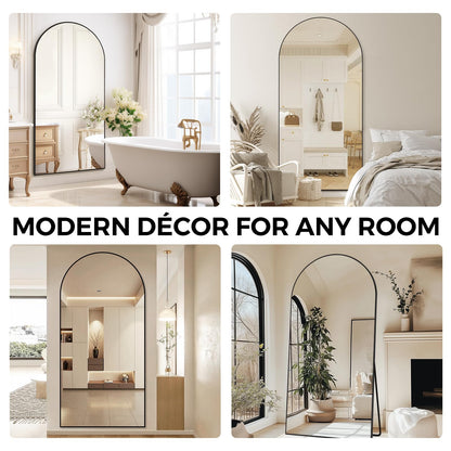 ABSWHLM Oversized Full Length Mirror 78x38 Inch - Wall Mounted or Standing Floor Mirror with Aluminum Alloy Frame, Shatterproof Tempered Glass - Modern Mirror for Bedroom, Living Room, Closet, Black