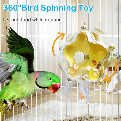 BNOSDM Bird Foraging Toys Cockatiel Foraging Wheel Parrot Cage Spinning Toys Parakeet Enrichment Puzzle Feeder Toy for Budgies Lovebirds Canaries (Yellow)
