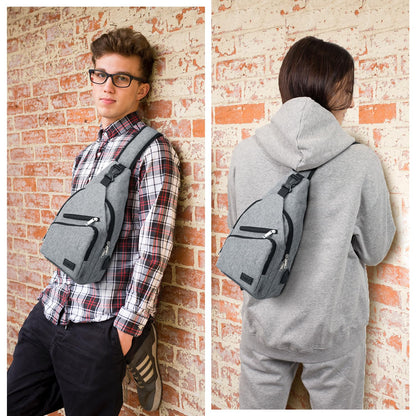 AMJ Crossbody Sling Bag Men Women, Casual Shoulder Backpack, Chest Daypack Satchel for Hiking Travel