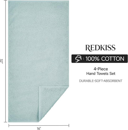 REDKISS 4Pack Luxury Hand Towels, 16x32 Inch 450 GSM 100% Turkish Cotton
