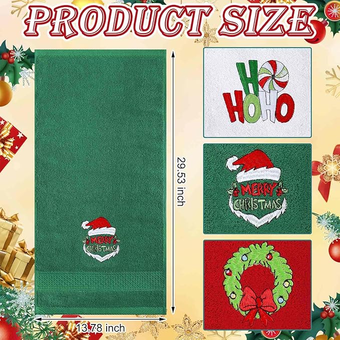 3 Pcs Merry Christmas Hand Towels