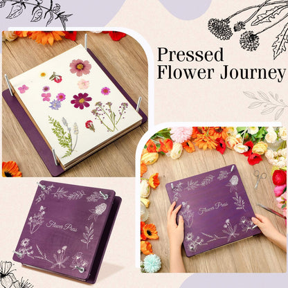 Hoolerry Extra Large Flower Press Kit 11" x 11" Wooden Floral Presser 10 Layers Wedding Bouquet Preservation Kit Dried Flower Art for Bookmark Floral Drying Gift(Lavender)