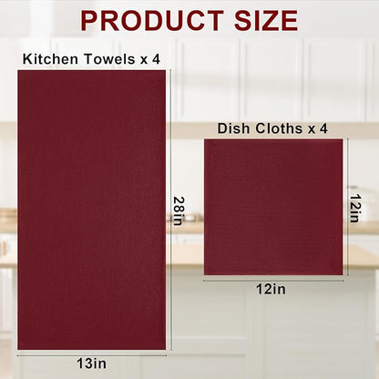 Homaxy 100% Cotton Kitchen Towels and Dishcloths Set