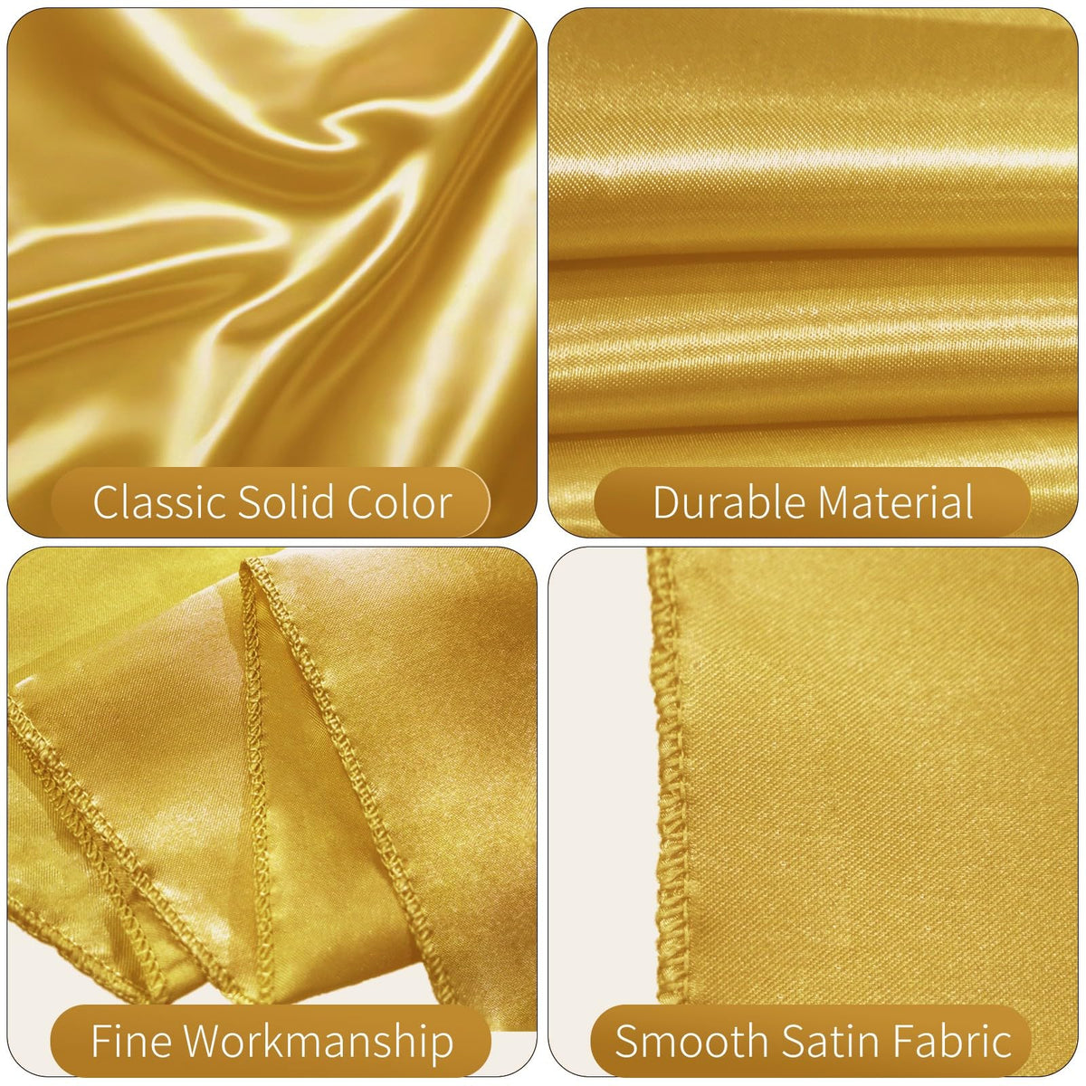 50 PCS Satin Chair Sashes Bows Decorative Universal Chair Cover Chair Ribbon Ties Back Sash for Wedding Party Ceremony Reception Hotel Events Banquet Restaurant Home Kitchen Decor(7 x 108 inch,Gold)