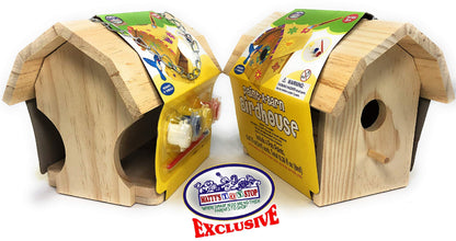 Matty's Toy Stop Paint-A-Barn Wooden Birdhouse & Bird Feeder (Includes Paints & Brushes) Gift Set Bundle - 2 Pack