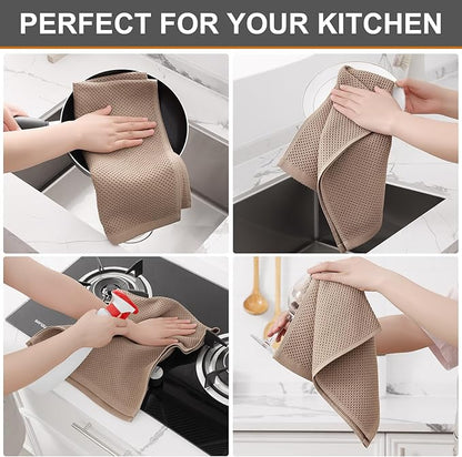 Kitinjoy 100% Cotton Waffle Weave Kitchen Hand Towels