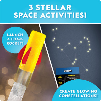 National Geographic Mega Space Activity Kit - Glow in The Dark Science Craft Kit for Kids with 100+ Pieces, Launch a Rocket, Create Glowing Constellations, Paint a Solar System & More