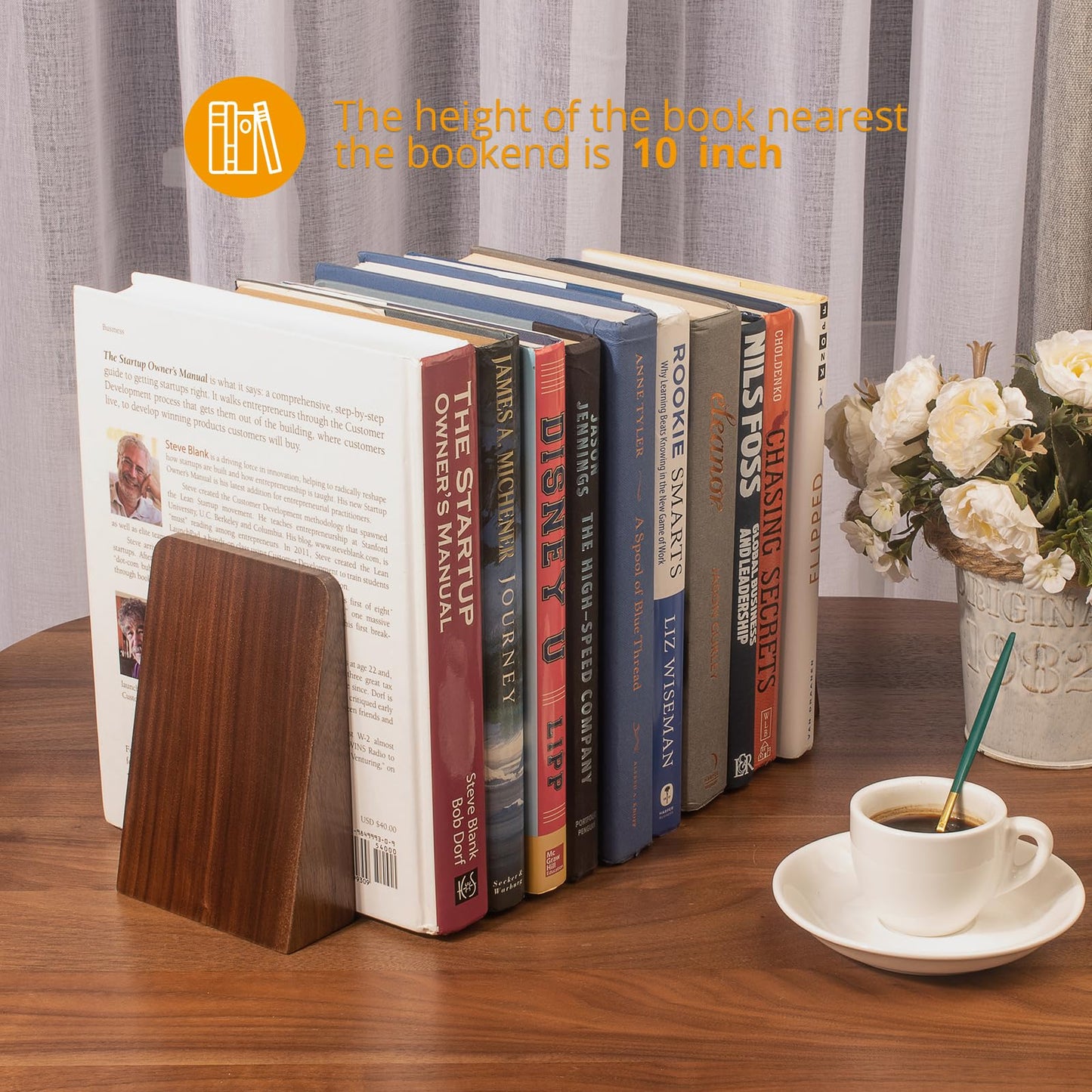 DRELIFAM Walnut Book Ends Heavy Duty Handmade Book Ends for Shelves Decorative Bookends to Hold Heavy Books (Black Walnut Wood Small)