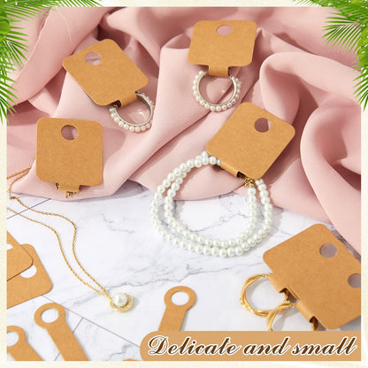 Ctosree 1000 Pcs Self Adhesive Bracelet Display Card Necklace Display Jewelry Packaging Selling Card for Keychain Earring Necklace Hairband and Scrunchies Hanging, 3.94 x 1.57 Inches(Brown)