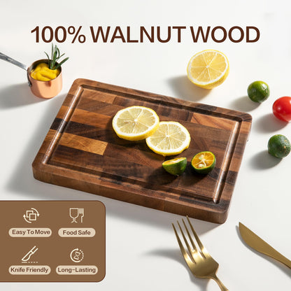 FYCTIO Walnut Wood Cutting Board, Small End Grain Cutting Boards for Kitchen, Compact Size, Lightweight & Durable for Cheese and Small Prep, 9"x6"x0.8"