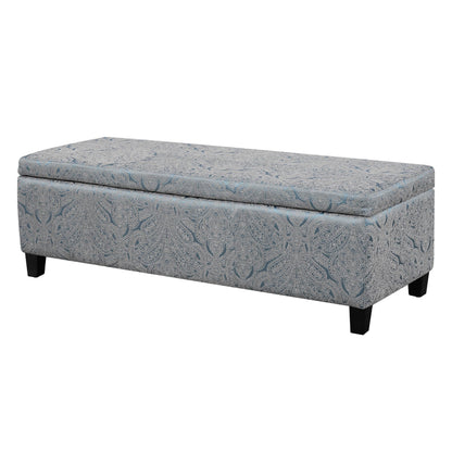 Christopher Knight Home Glouster Living Room Ottoman with Storage, Jacquard Upholstered Storage Ottoman Bench, Rectangular Sofa Foot Stool, Bedroom End of Bed Bench, Shoe Organizer, Antique Blue