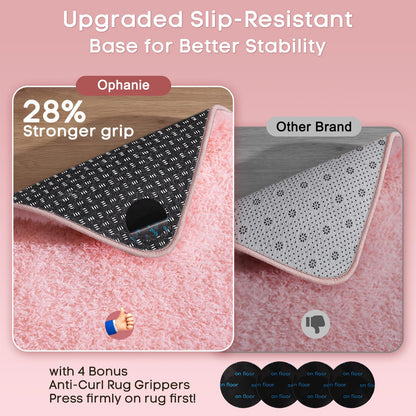 Ophanie Pink Rug for Bedroom Girls, Kids Fluffy Kawaii Fuzzy Furry Shag Area Rug, Cute Plush Soft Shaggy Bedside Indoor Floor 4x6 Carpet for Teen Nursery Dorm Home Room Decor Aesthetic