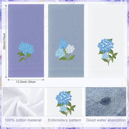 Blue Hydrangea Hand Towels Farmhouse Hydrangea Bathroom Decor 14x29 Inch