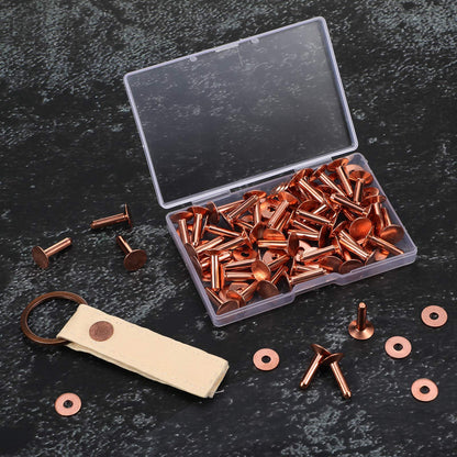 Ripeng 400 Pcs Size 9 3/4 Inch Copper Rivets and Burrs Washers Leather Fastener Kit for DIY Craft Belts Wallets Collars Handbags Shoes Leather Working Supplies