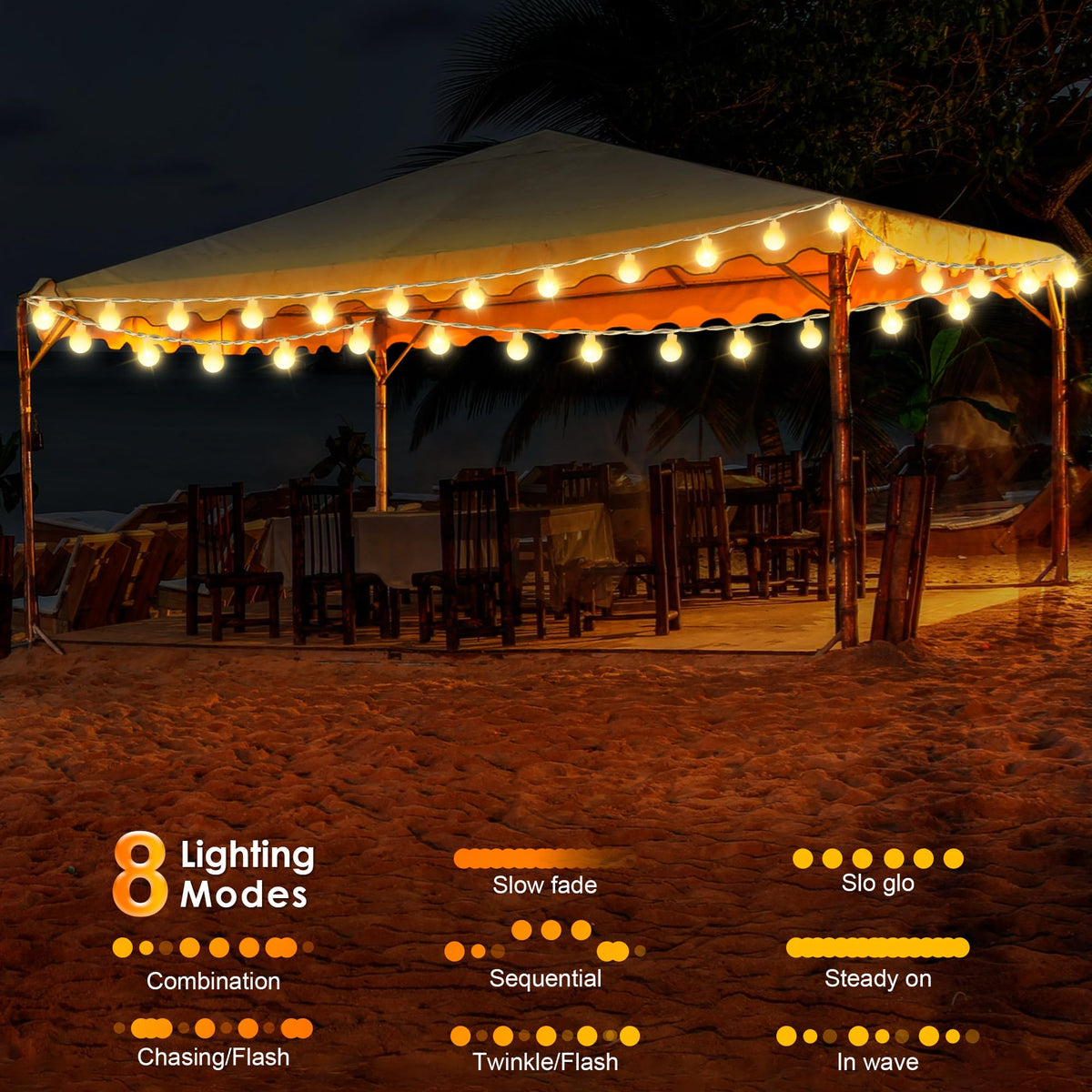 ElectricWise 1 Pack LED Canopy Lights, 40ft 80LED Battery Powered Canopy Tent Lights Outdoor with 8 Modes, Warm White Canopy String Light for 10' x 10' Pop up Canopy Tent
