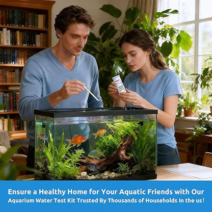 SEAOURA 7-in-1 Aquarium Water Test Strips (65 Strips), Accurate pH, Nitrate, Nitrite, Chlorine, Hardness，Alkalinity，Carbonate Testing for Freshwater & Saltwater Fish Tank, Pond, Betta, Turtle Tank