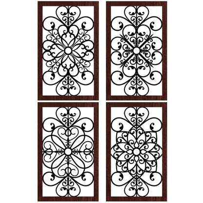 4 Pieces Thicken Rustic Wall Decor Modern Farmhouse Wooden Hollow Carved Design Wall Art for Living Room Bedroom Hallway Decor Office Kitchen Wall Decoration (Traditional Style)