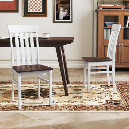 Giantex Wooden Dining Chairs Set of 2, Farmhouse Kitchen Chair with Hollowed Backrests & Rubber Wood Seats, Rustic Wood Side Chairs for Home Living Room Restaurant