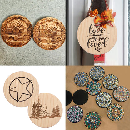 36 PCS 4 Inch Unfinished Wood Coasters, Premium Round Wooden Plaques for DIY Crafts, Drawing, Painting, Wood Engraving, Wood Burning, Laser Scroll Sawing and Home Decoration