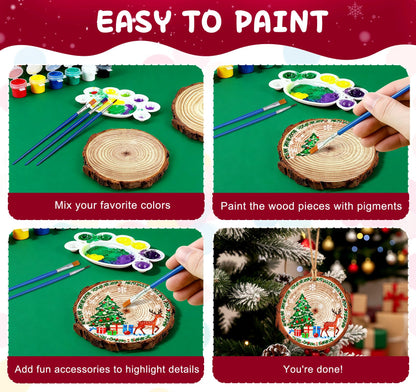 Timburst Unfinished Wood Slices Ornaments, 171pcs All-in-One Kids Painting Crafts, Glow in the Dark Wooden Craft Kit with Pre-Drilled Holes, Arts and Crafts for Girls Boys Ages 6+ Birthday Gift