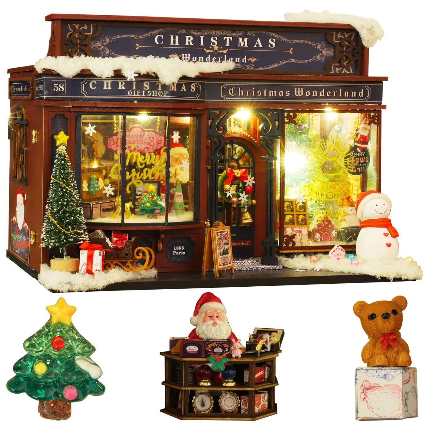 Roroom DIY Miniature and Furniture Dollhouse Kit,Mini 3D Wooden Doll House Craft Model with Dust Proof Cover and Music Movement,Creative Room Idea for Christmas Birthday Gift(ET001)