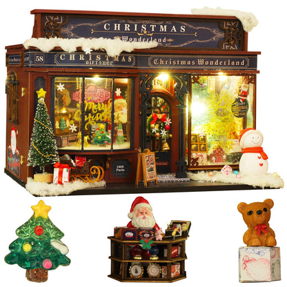 Roroom DIY Miniature and Furniture Dollhouse Kit,Mini 3D Wooden Doll House Craft Model with Dust Proof Cover and Music Movement,Creative Room Idea for Christmas Birthday Gift(ET001)