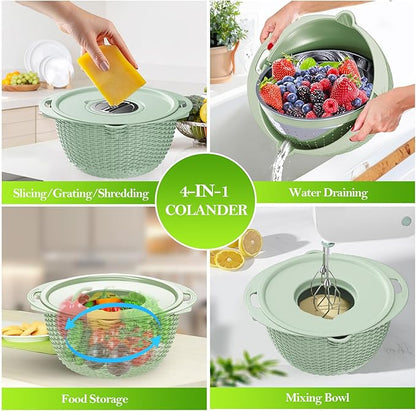 4 in 1 Colander with Bowl Set, Food Strainers and Colanders, Colander