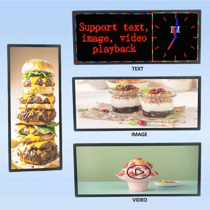 P6 Programmable LED Sign Supports Text/Image/Video, 40"x17" Outdoor Scrolling LED Digital Display for Business, IP65 Waterproof Electronic Message Board with WiFi & USB Control