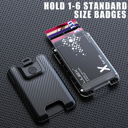 LIUGX Badge Holder, No-Clip Version, ID Card Holder, Durable Polycarbonate (Holds 6 Cards), for Office, Laborer, Police, Work, Black