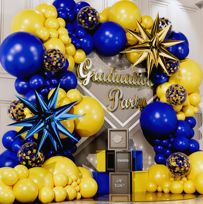 ALL-IN-1 Blue and Yellow Balloon Arch Kit with BONUS 2x Starburst Balloons - Yellow and Blue Balloons for Blue and Yellow Party Decorations, Graduation, Ucla Party, Club America Party Decorations