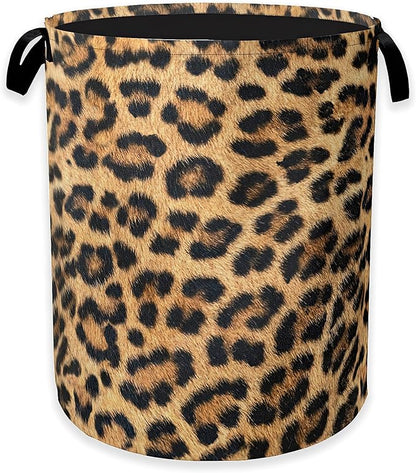 Laundry Hamper, Classic Leopard Laundry Basket, Wildlife Fur Print Portable