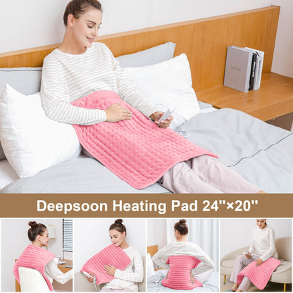 Heating Pad,Electric Heating Pads for Back,Neck,Abdomen,Moist Heating Pad for Shoulder,Knee,Arms,Legs,Dry/Moist Heat & Auto Shut Off,Birthday Gifts for Men and Women(Light Gray, 24''×12'')