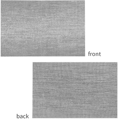 Leetaltree Grey Placemats, Heat Resistant Non-Slip Place mats for Dining Table, Washable Durable PVC Vinyl Woven Table Mats (Set of 24)