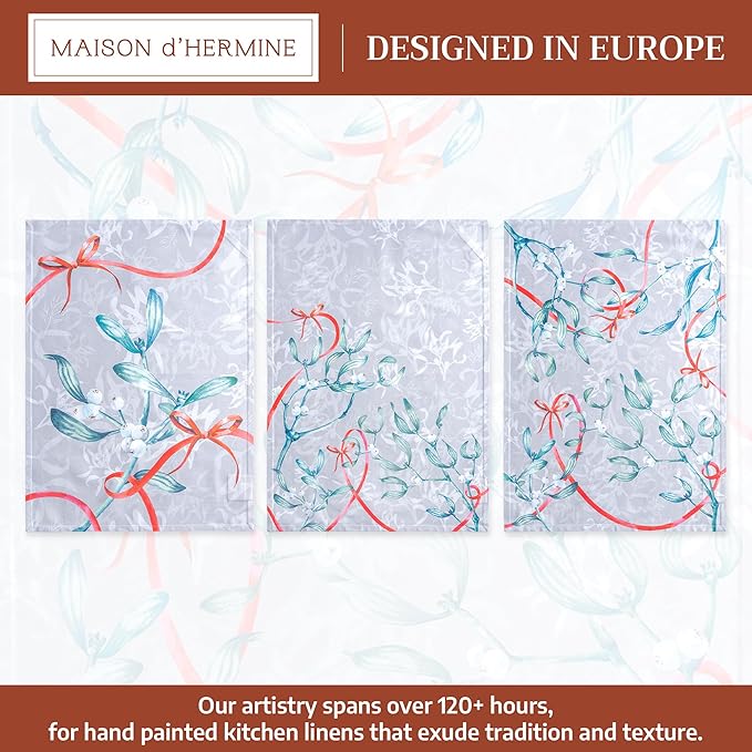 Maison d' Hermine Kitchen Towels Set of 3 100% Cotton 20" x 27.5" Reusable